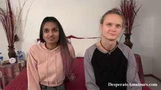 Busty Blonde and Petite Indian Share Massive Cock at Casting