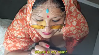 Indian BBW MILF Swallows Cum in POV Blowjob