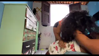Petite Latina Surprised by Friend's Husband in Towel