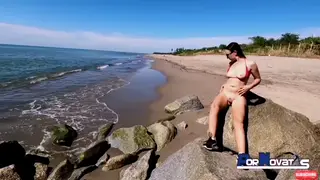 Busty Mature Latina Rides Lover on Sandy Beach