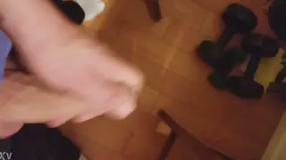 Smooth Solo Stud Jerks Off to a Messy Floor Cumshot