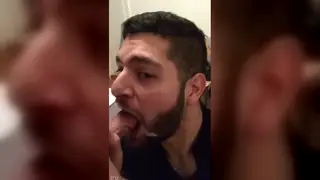 Eager Cocksucker Takes a Messy Facial on His Lips