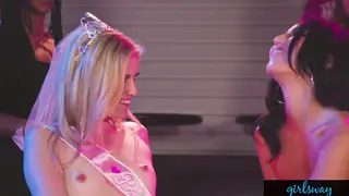 Blonde Bride Gets Titjob and Pussy Licking at Club Party