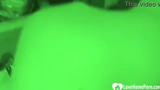 Friend Gives a Blowjob Then Takes It Doggy in a Dark Bathroom