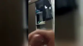 Amateur Guy Strokes Alone in Dim Room for Quick Solo Clip