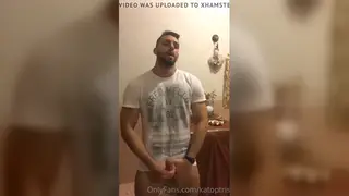 European Muscle Hunk Strokes Massive Cock in Gym