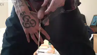 Amateur Guy Pisses Hard While Showing Off Big Dick