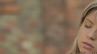 European Woman Gives Footjob on Rooftop