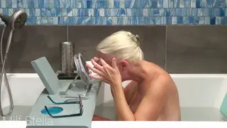 Voluptuous MILF Shaves Intimate Areas in Bathtub POV