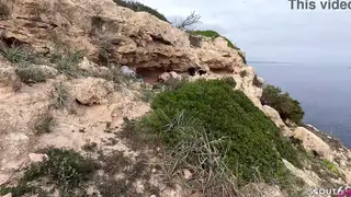 Busty Lesbians Seduce Older Man Into Beach Threesome