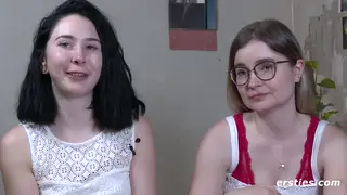 European Lesbians Strap-On Fuck Doggystyle on Bed