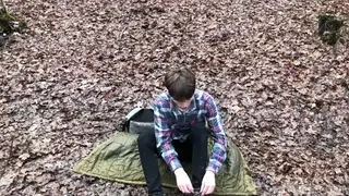 Older European Man Strokes Twink Outdoors to Cumshot