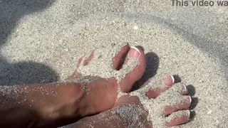 Blonde European MILF Shows Off Voluptuous Curves on Beach