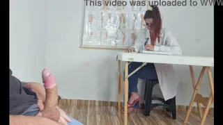 Brunette Nurse Performs Risky Handjob Outdoors