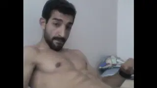 Muscular Arab Hunk Shows Off Big Cock on Webcam