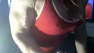 Muscular Domme Commands the Webcam in Bondage
