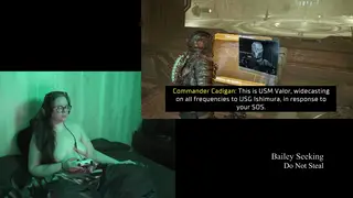 Brunette BBW Plays Naked Through Dead Space Campaign