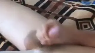 Hairy Uncut Teen Blasts a Load on the Bathroom Floor