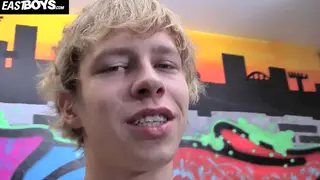 Blonde European Twink Strokes Oiled Uncut Cock