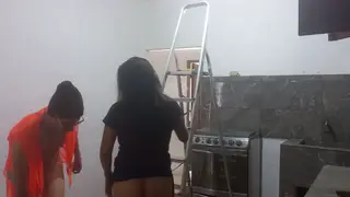 Curvy Latina Milf Seduces Muscular Bricklayer for Outdoor Standing Sex