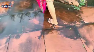 Indian Teen Girlfriend Rides Boyfriend Outdoors For First Time
