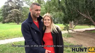 Blonde Pregnant MILF Sucks Stranger While Husband Watches