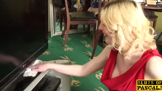 Curvy European MILF Spanks Herself in Stockings