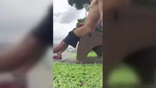 Asian Twink Services Coach Outdoors Near Gym