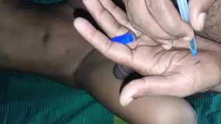 Indian Housewife Strokes Her Husband to Completion