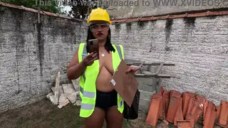 Busty Wife Cheats with Handyman While Husband Watches Nearby