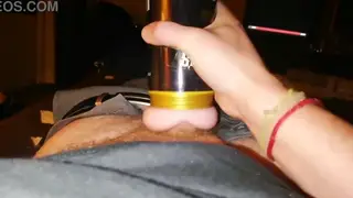 Uncut Guy Works His Toy to a Messy Finish