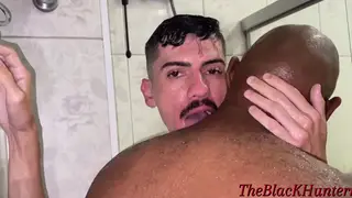 Interracial Pair Fools Around in Steamy Shower