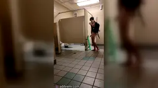 Skinny Twink Jerks Off in a Public School Bathroom
