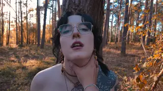 Curvy Tattooed Girl Deepthroats Boyfriend Outdoors POV