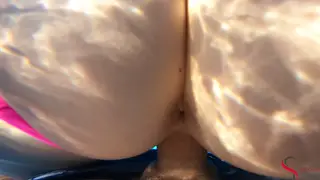Curvy Stepmom Takes a Deep Creampie in the Pool
