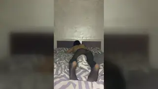 Curvy Brunette Teen Grinds Pillow to Orgasm in Stockings