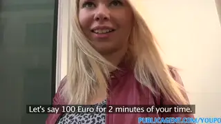 Russian Blonde Sucks a Stranger Outdoors for Cash