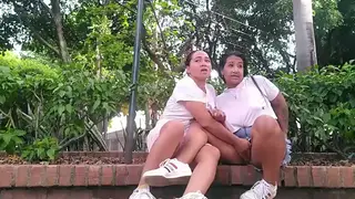 Latina Lesbians Eat Pussy Outdoors While Neighbours Jog Past