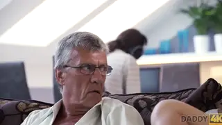 Petite European Babe Sneaks Sex With an Older Man