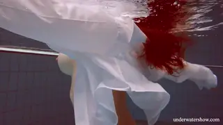 Busty European Teen Swims Naked in Outdoor Pool