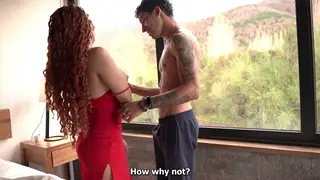 Redheaded Latina Stepsister Commands Stepbrother with Mountain Backdrop