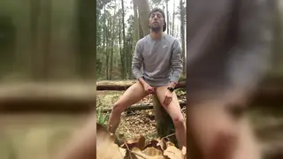 Muscular European Stud Jerks a Thick Load Outdoors