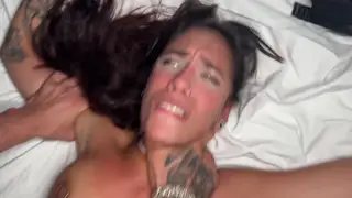 Tattooed Latina Squirts During Rough Sex