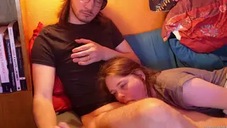 Blonde MILF Keeps Cock Warm While Turning Pages