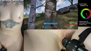 Goth Gamer Girl Edges Herself with Magic Wand on Cam
