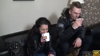 European Brunette Fucks for Cash While Husband Watches