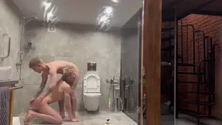 Tattooed Twink Endures Bondage and Bareback in Bathroom