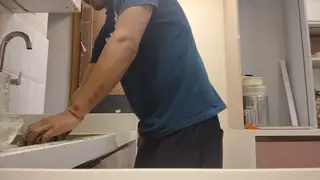 Latino Mature Man Sucks BBC in Public Bathroom