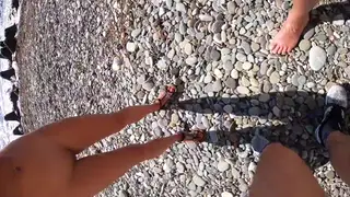 Teen Takes Multiple Loads in Mouth During Beach Gangbang
