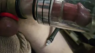 Bound Muscle Hunk Endures Machine Milking Session